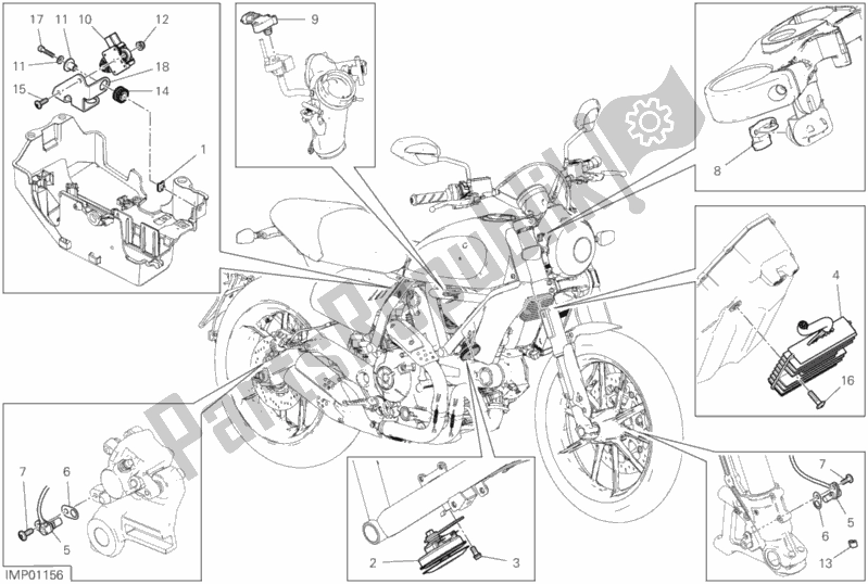 Todas las partes para 13d - Dispositivos Eléctricos de Ducati Scrambler Flat Track Thailand USA 803 2019